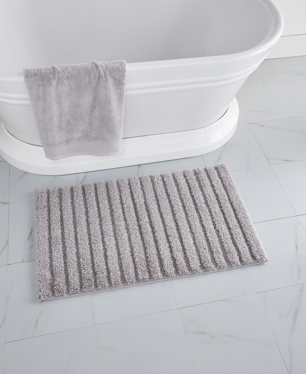 Charter Club Signature Bath Rug, 21" X 34", Exclusively At Macy's In Silver