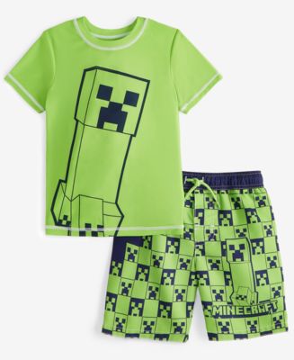 Minecraft Little Boys Rash Guard & Swim Trunks Two-Piece Swimsuit - Macy's