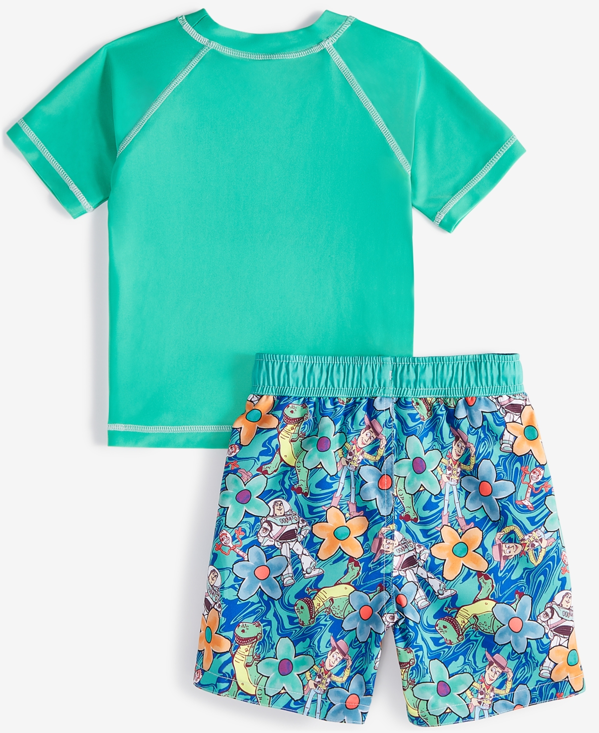 Toy Story Toddler Boys Rash Guard & Swim Trunks Two-piece Swimsuit In Green