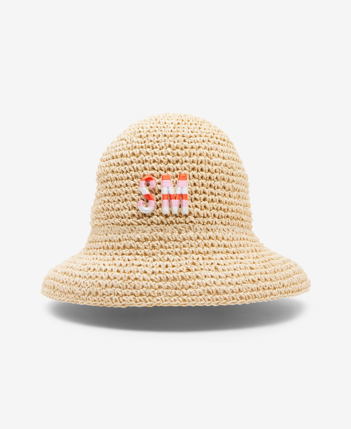 Straw Logo Floppy Bucket Hat - Natural