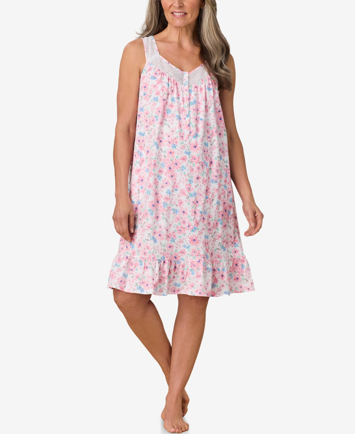 Women's Short Sleeveless Nightgown - Pink Floral