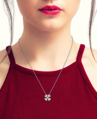 Diamond Four Leaf Clover Pendant Necklace (1/10 ct. t.w.) in 10k White Gold