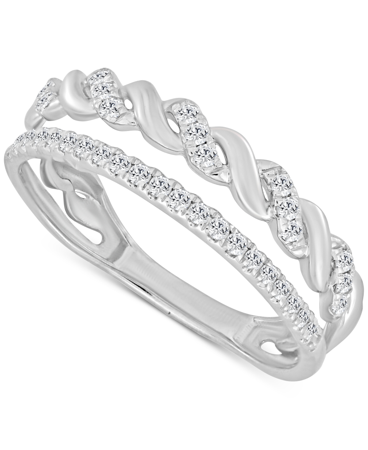 MACY'S DIAMOND TWIST DOUBLE ROW RING (1/5 CT. T.W.) IN 10K WHITE GOLD