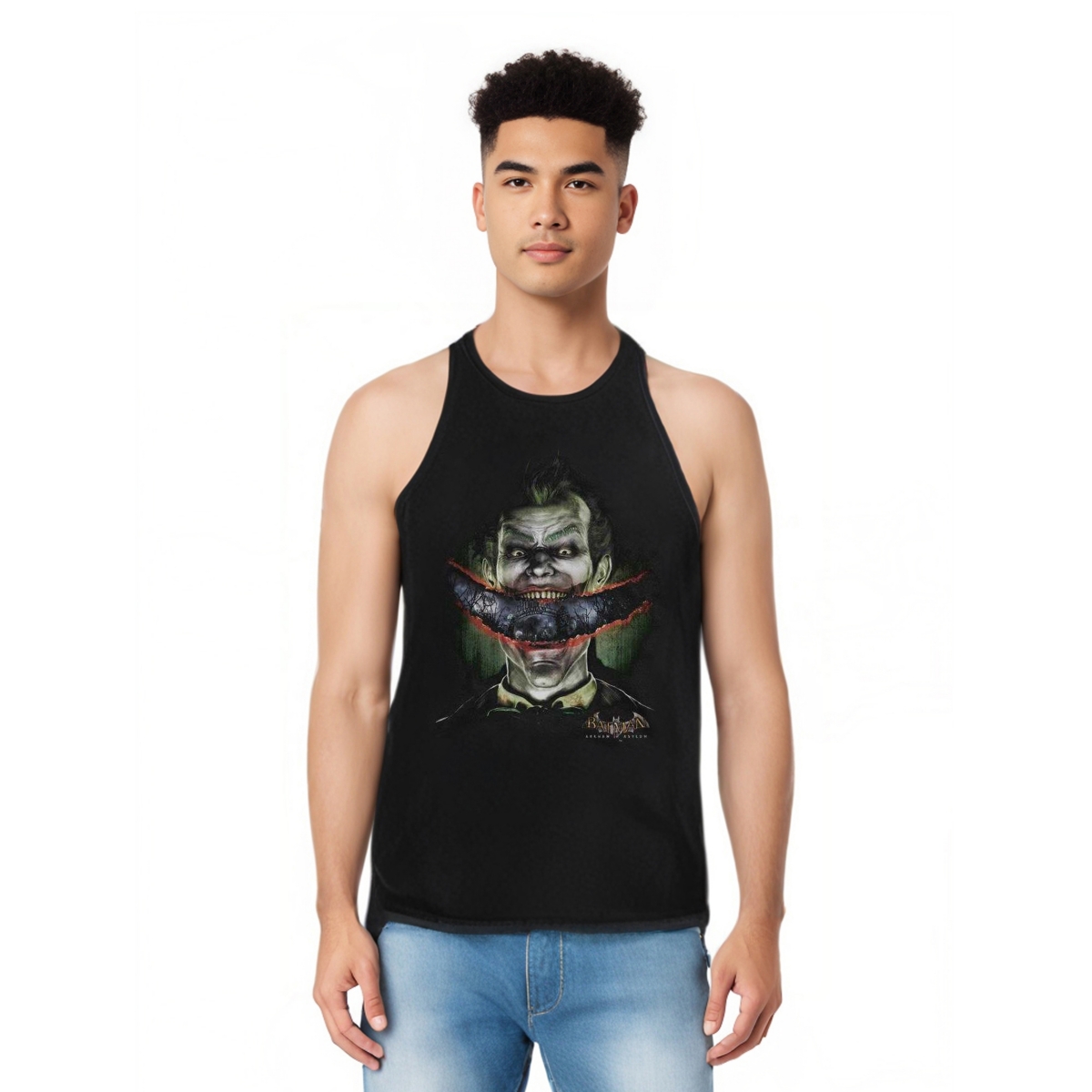 Arkham Asylum Mens Crazy Lips Adult Tank Top - Black
