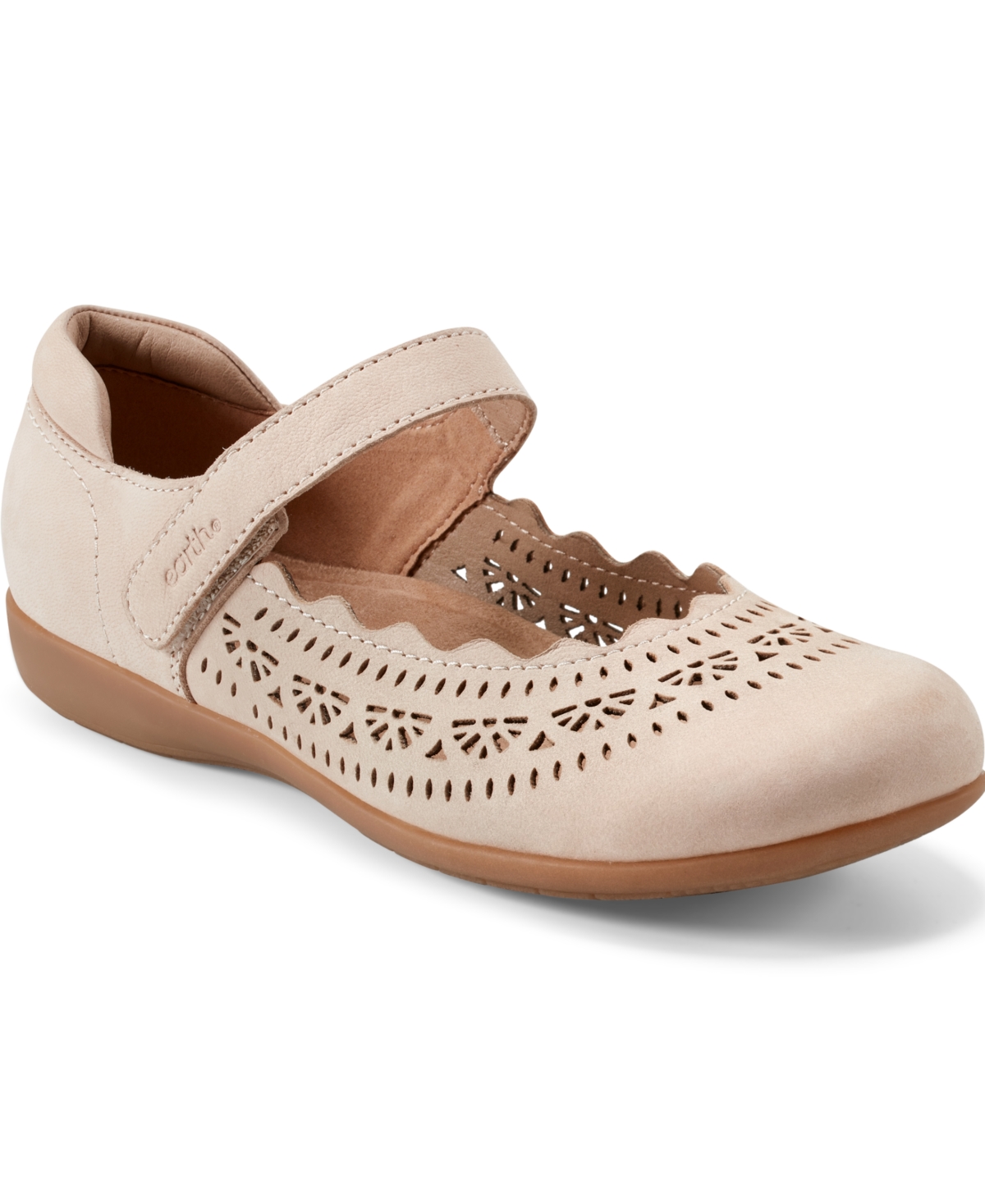 Shop Earth Women's Brady Mary Jane Round Toe Flats In Light Natural Leather
