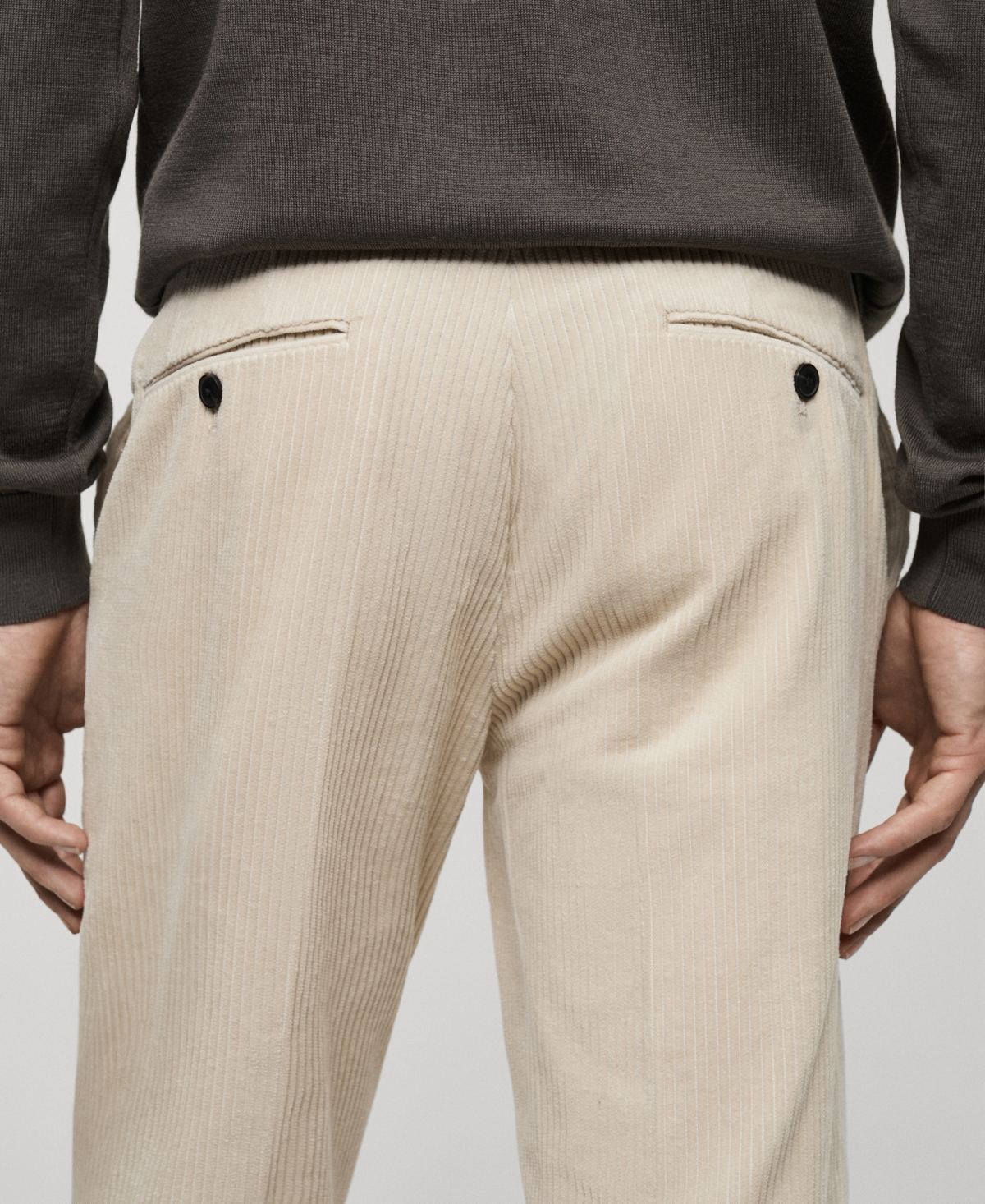Mango Regular Fit Cotton Corduroy Chinos In Light,pastel Gray