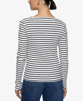 (取寄) サンクチュアリ レディース ロング スリーブ ボートネック Tシャツ Sanctuary women Long Sleeve Boatneck T-shirt Chalk/Black Stripe Long Sleeve Boatneck T-Shirt Chalk / Black Stripe