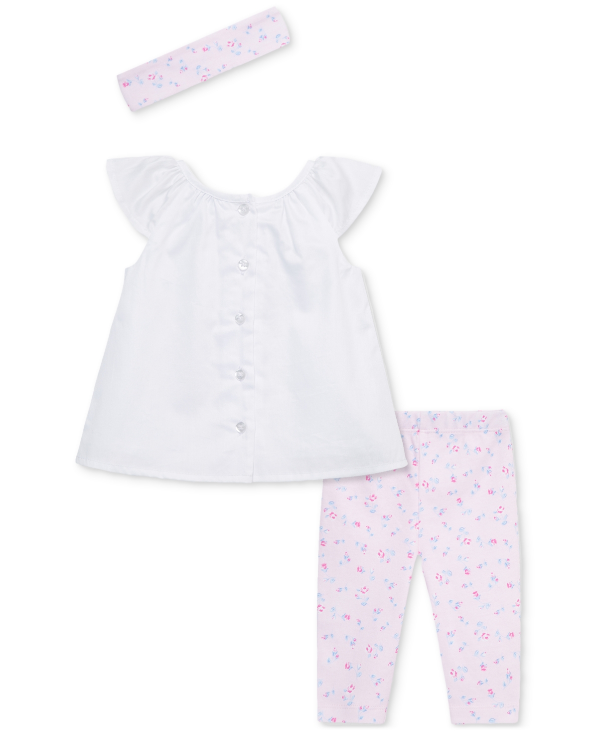 Shop Little Me Baby Girls Rosy Breeze Cotton Tunic, Leggings & Headband, 3 Piece Set In Brght Pink