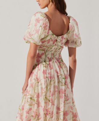 Women's Sasilia Printed Puff-Sleeve Midi Dress