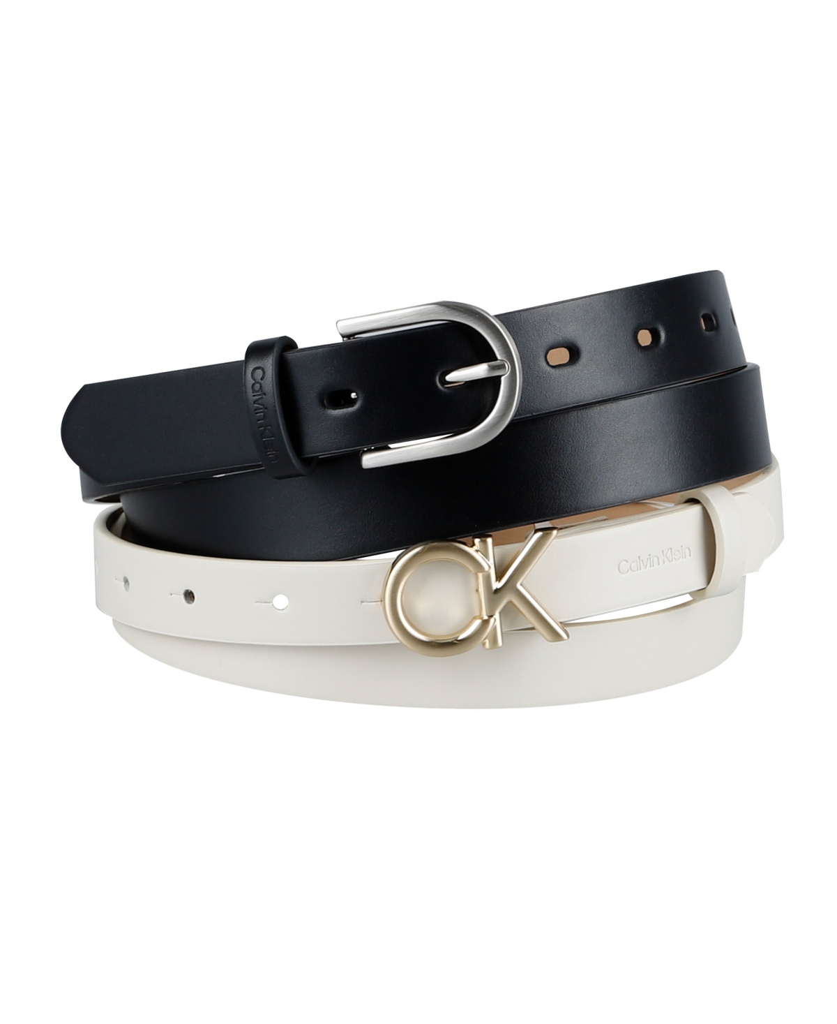 Women's 2-Pc. Skinny Dress Belts Set - Bone / Black