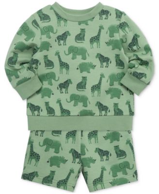 Baby Boys Safari Cotton Active Sweatshirt & Shorts, 2 Piece Set 