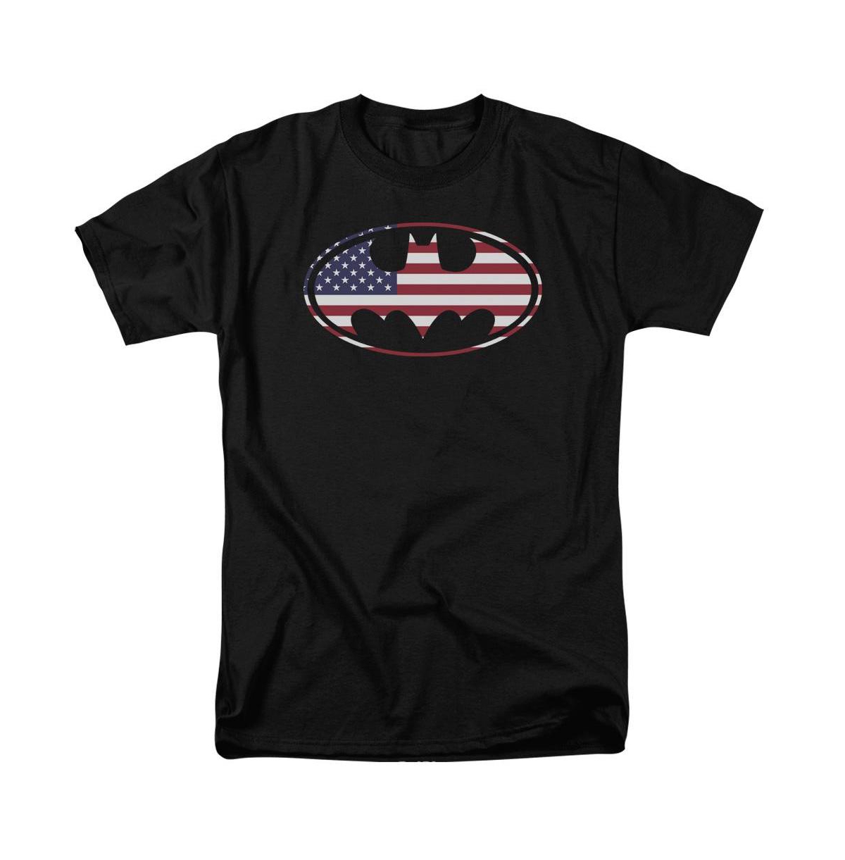 Mens American Flag Oval Short Sleeve Adult Tee / T-Shirt - Black
