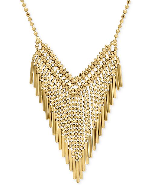 Macy's Graduated Beaded Frontal Necklace in 14k Gold & Reviews Necklaces Jewelry & Watches