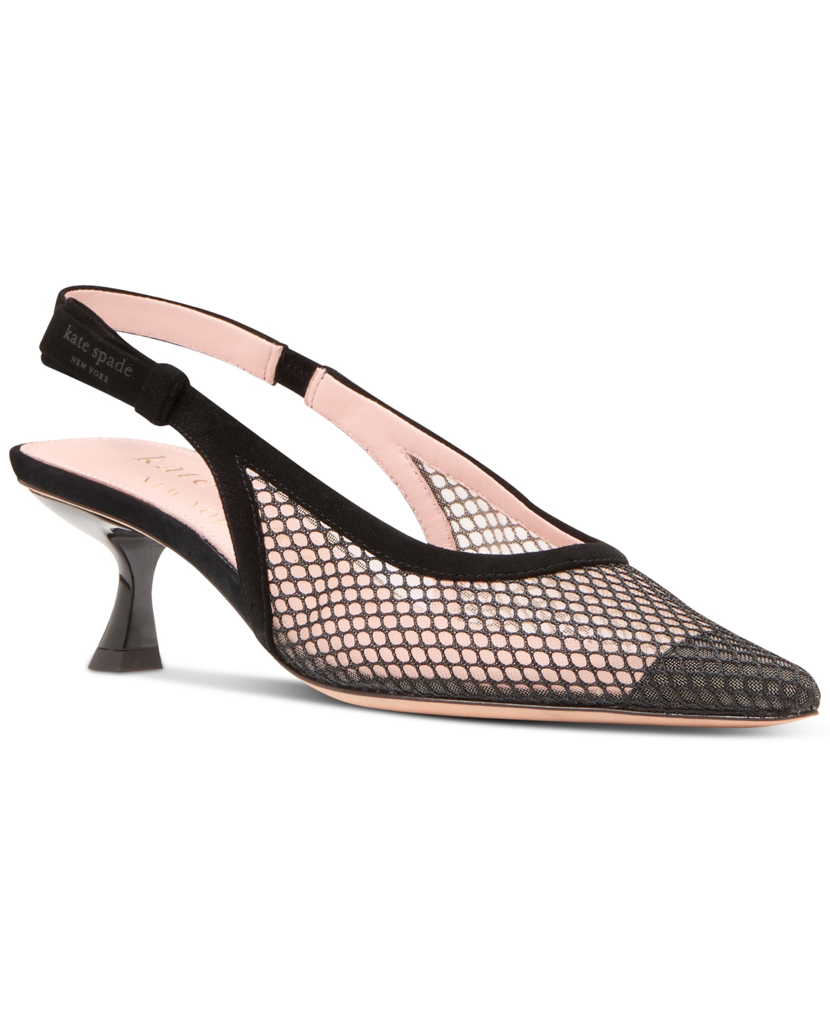 Shop Kate Spade Women's Riley Slingback Kitten-heel Pumps In Black Mesh