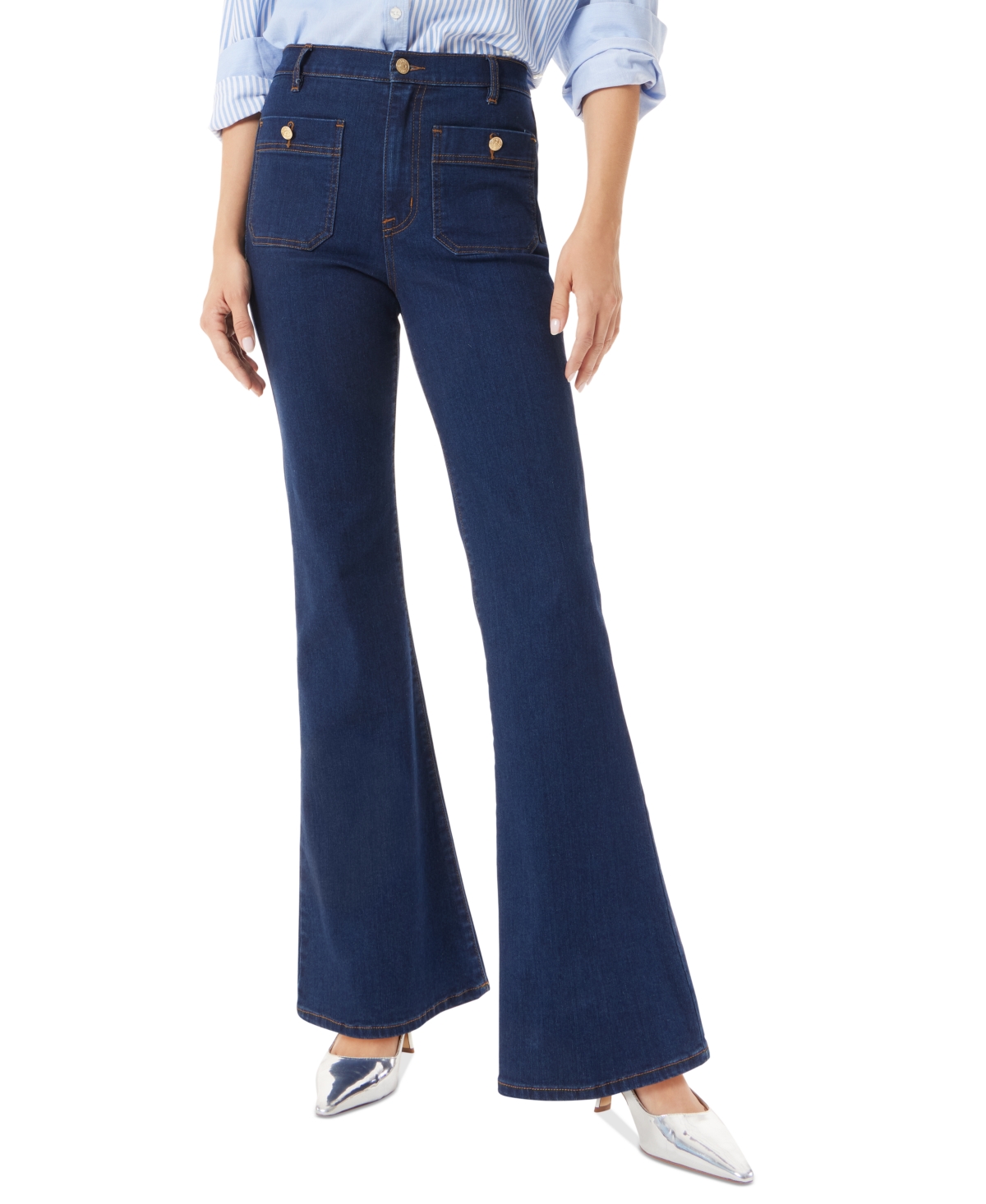 SAM EDELMAN WOMEN'S SKINNY FLARE-LEG PATCH POCKETS PANTS 