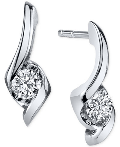 Sirena Diamond Twist Drop Earrings (1/5 ct. t.w.) in 14k White Gold