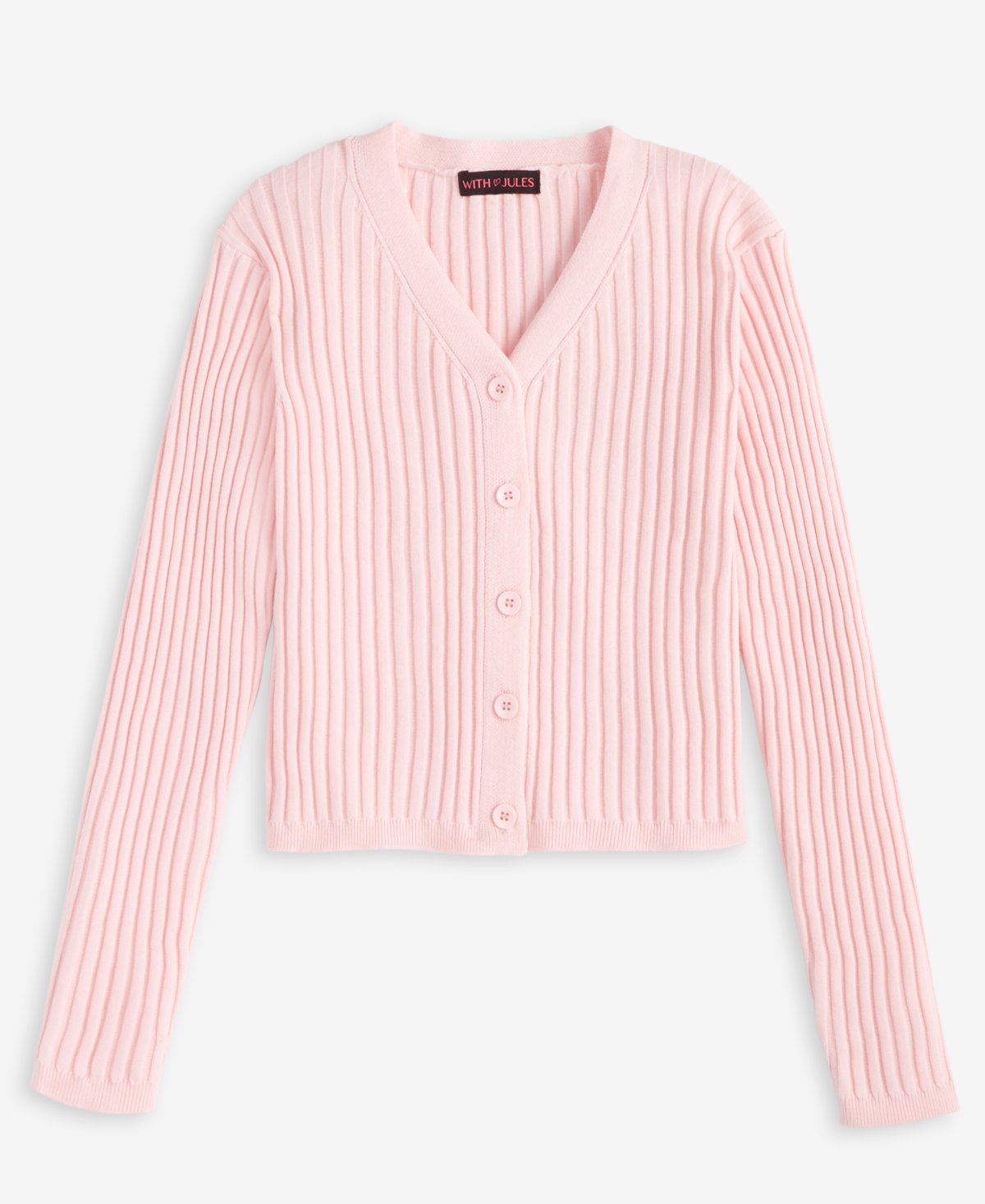 With Jules Big Girls Cardigan Sweater In Baby Pink