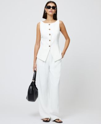 売れ筋商品|||フレンチコネクション カットソー トップス レディース Women's Harrie Boat Neck Button-Front Vest Summer White French Connection Women's Harrie Boat Neck Button-Front Vest