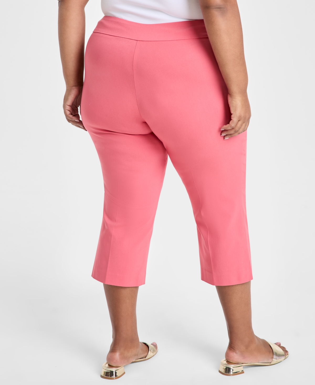 JM COLLECTION PLUS SIZE TUMMY CONTROL PULL-ON CAPRI PANTS, EXCLUSIVELY AT MACY'S 