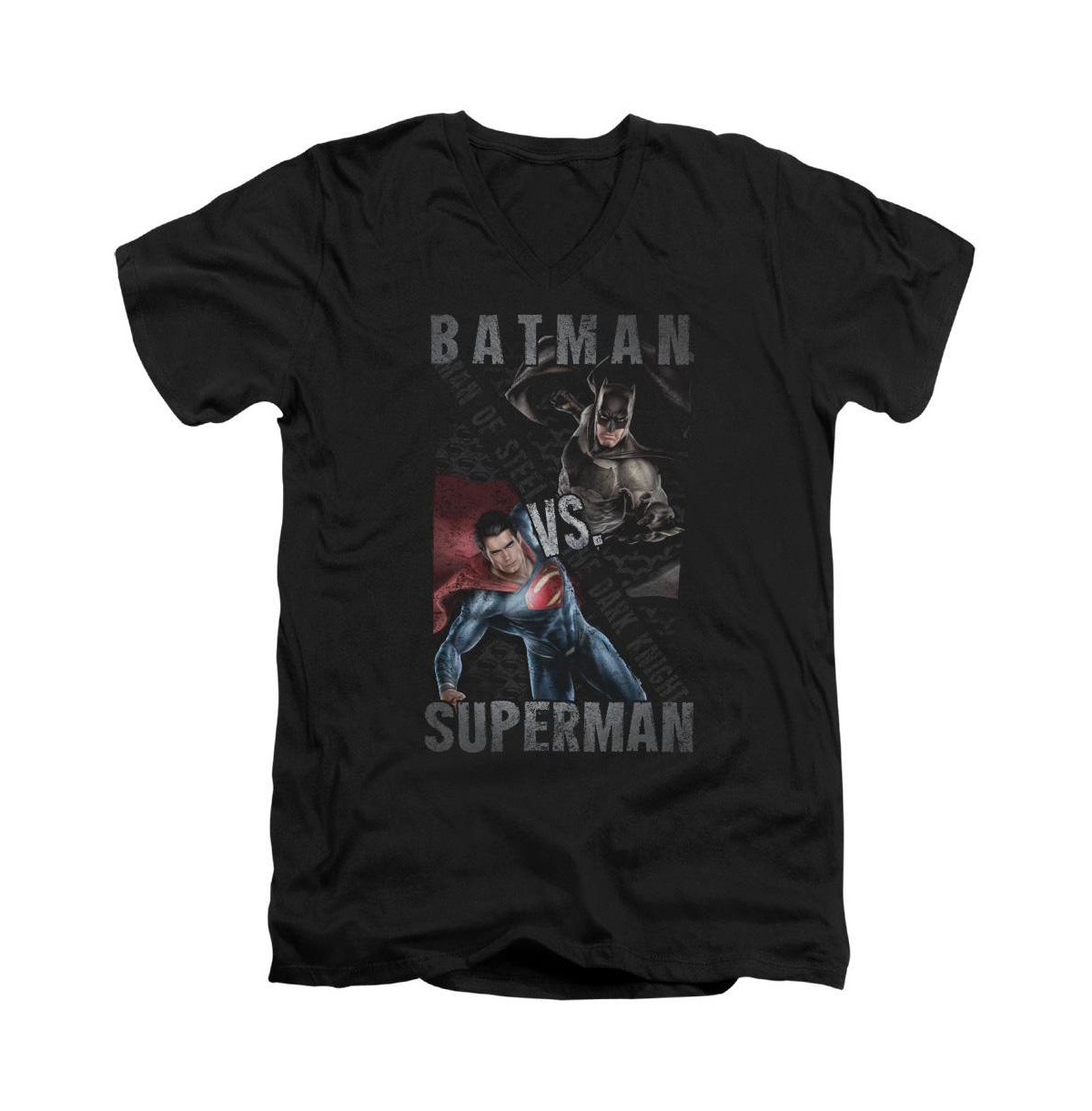 Mens Hero Split Short Sleeve Adult V Neck Premium Cotton Tee / T-Shirt - Black