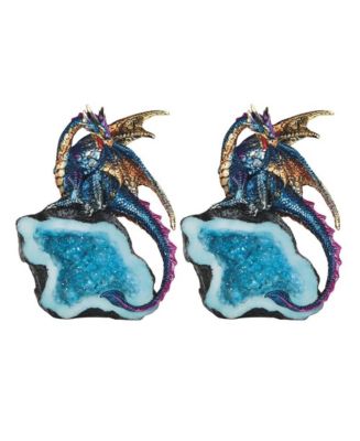 FC Design "2-PC Set" 5.5"H Colorful Dragon Guarding Blue Faux Crystal ...