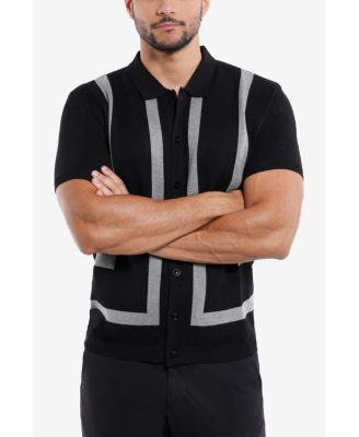 Men's Jacquard Short Sleeve Sweater Polo