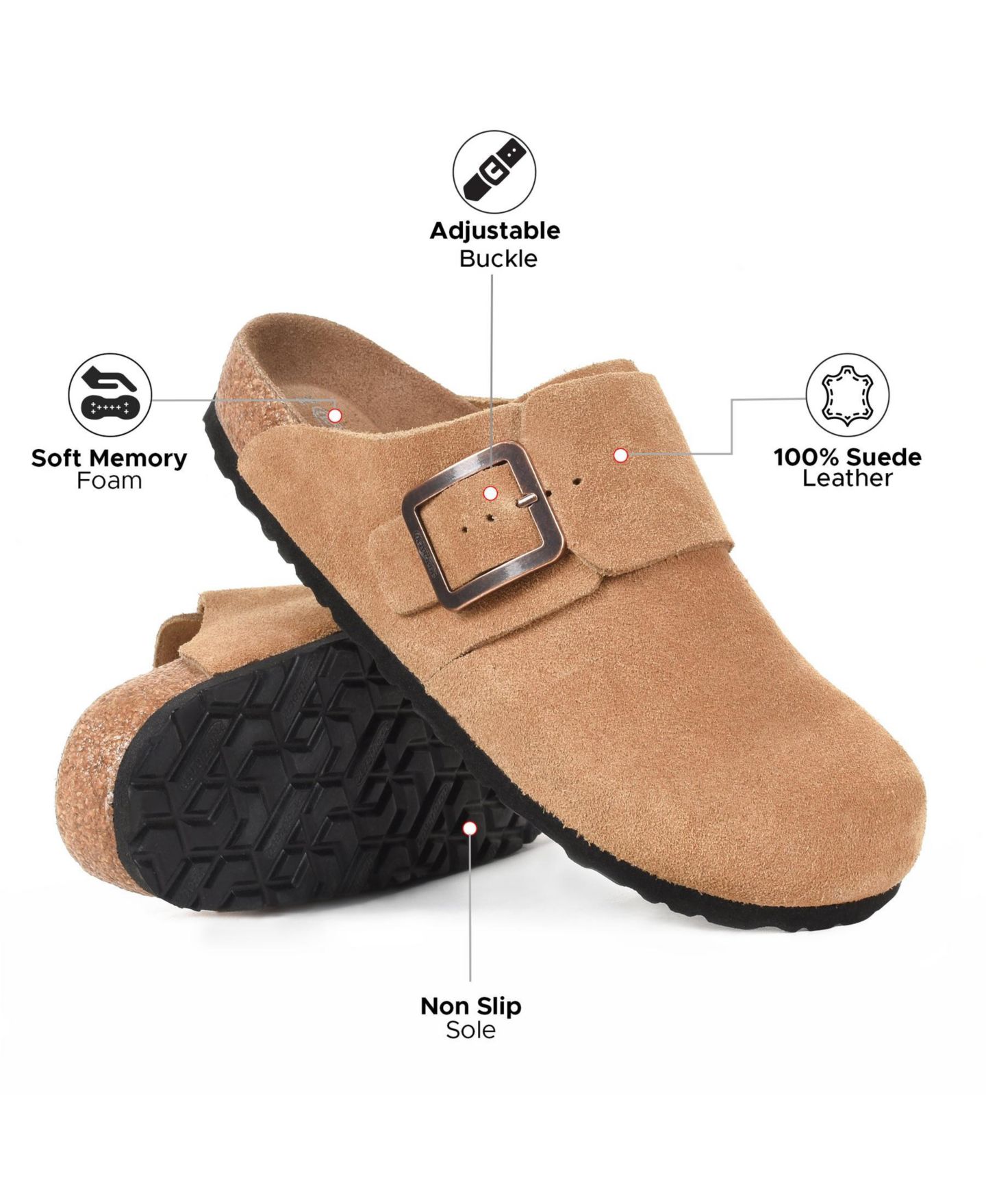 Женские сабо Aerothotic Atlas Genuine Leather Clogs for Women with Arch Support, цвет: Верблюжий — фото 4