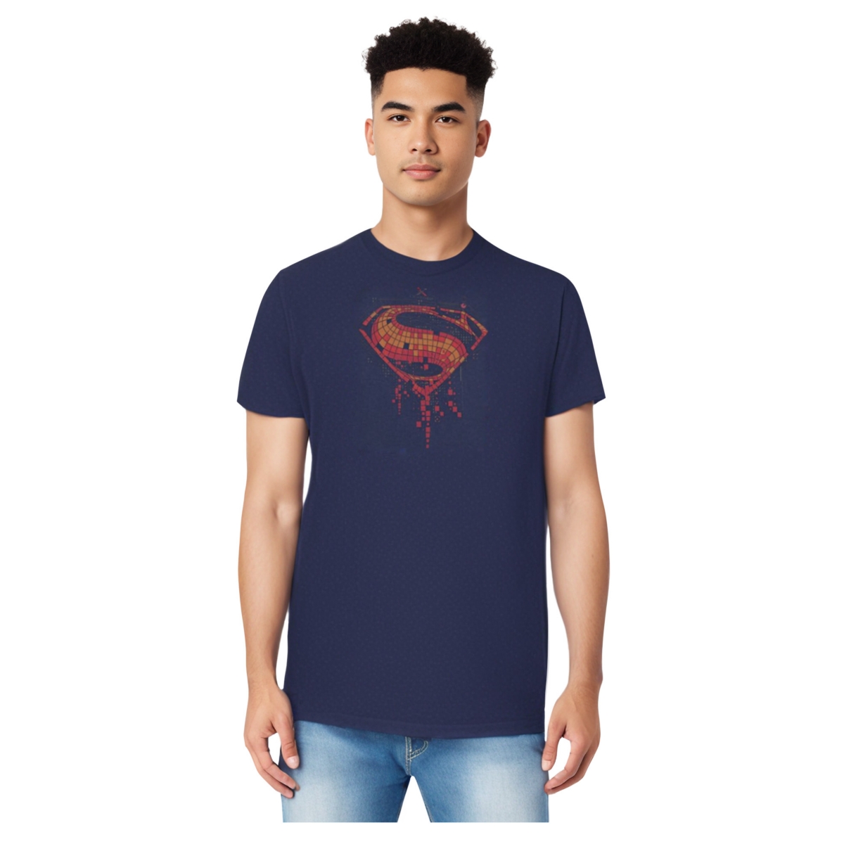 Mens Tech Super Logo Short Sleeve Adult Tee / T-Shirt - Navy