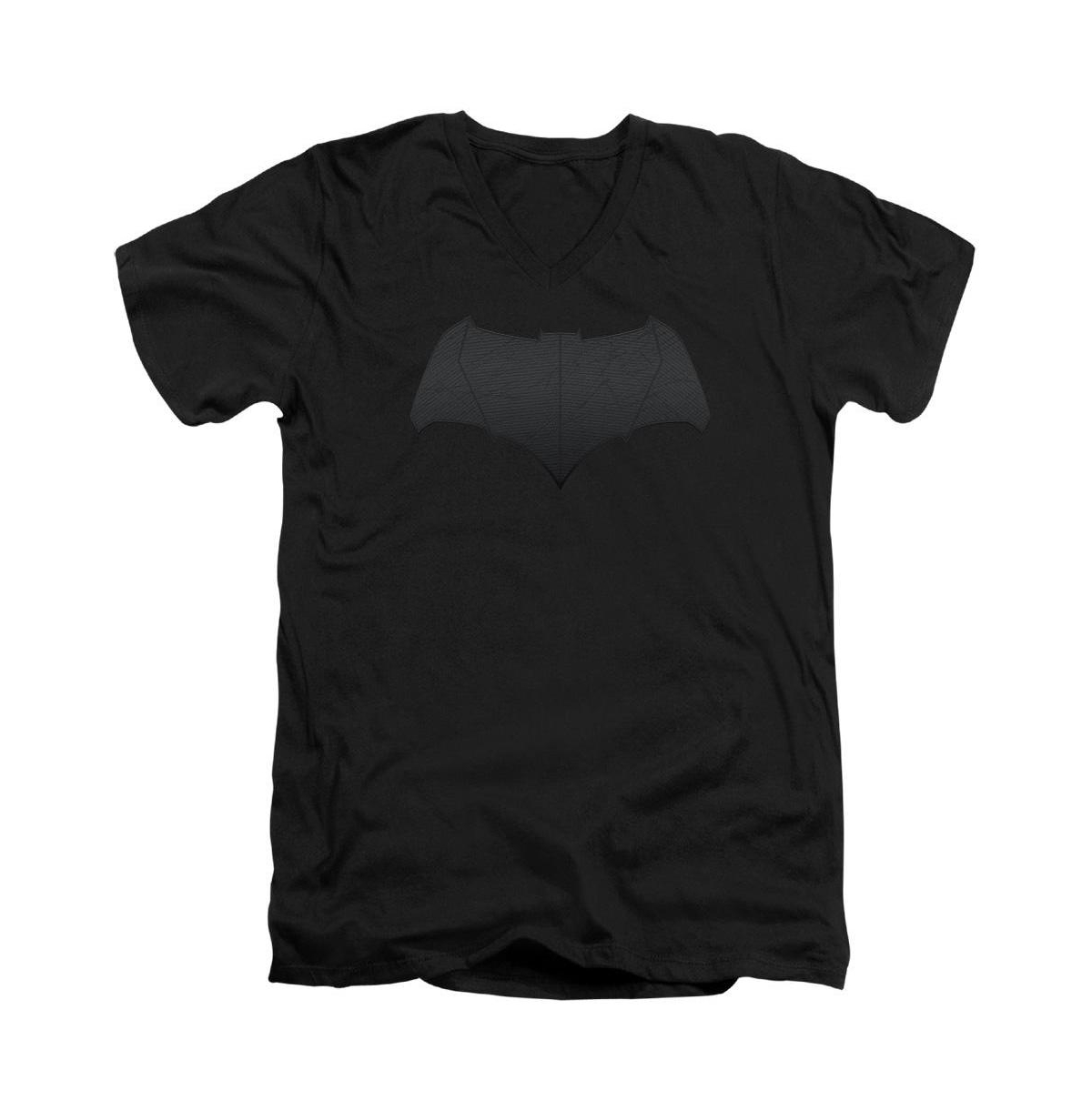 Mens Batman Logo Short Sleeve Adult V Neck Premium Cotton Tee / T-Shirt - Black