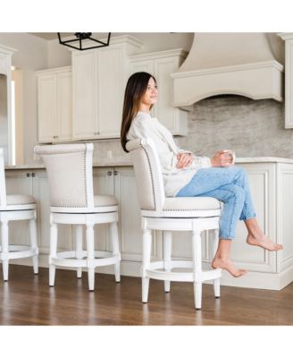 Pullman Wooden Swivel Kitchen Stool, Alabaster White Finish, Set of 2