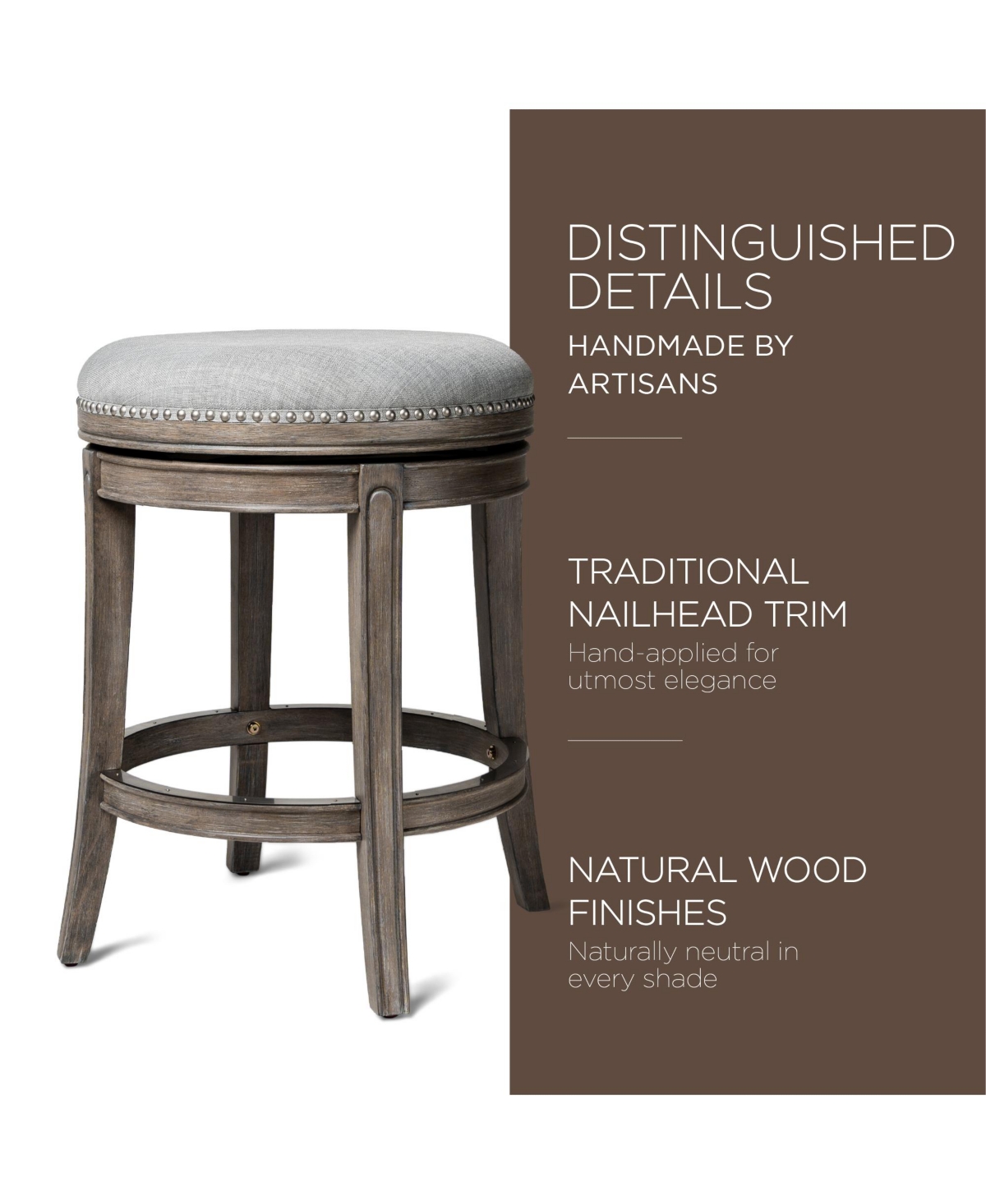 Maven Lane Alexander Backless Counter Stool, Reclaimed Oak w/ Ash Grey, Set of 3