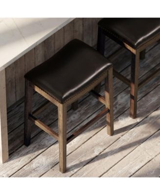 Adrien Saddle Barstool, Walnut w/ Marksman Saddle Leather, Set of 4