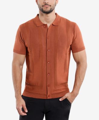 Men's Classic Ribbed Texture Polo Sweater