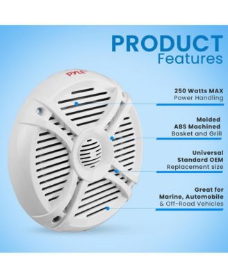 6.5-Inch Component Marine Speakers, 250 Watts, White