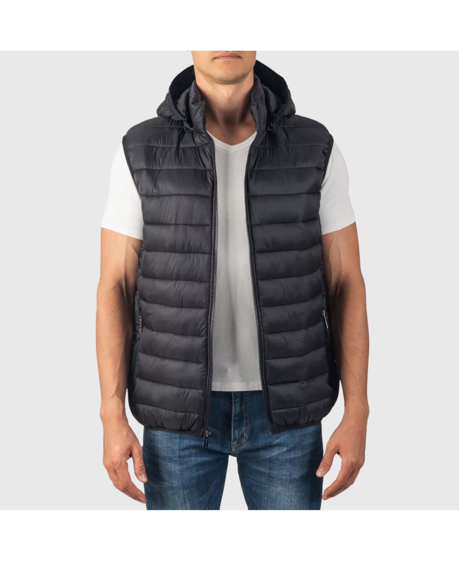 Gage Mens Hooded Puffer Vest Down Alternative Packable Vest Jacket