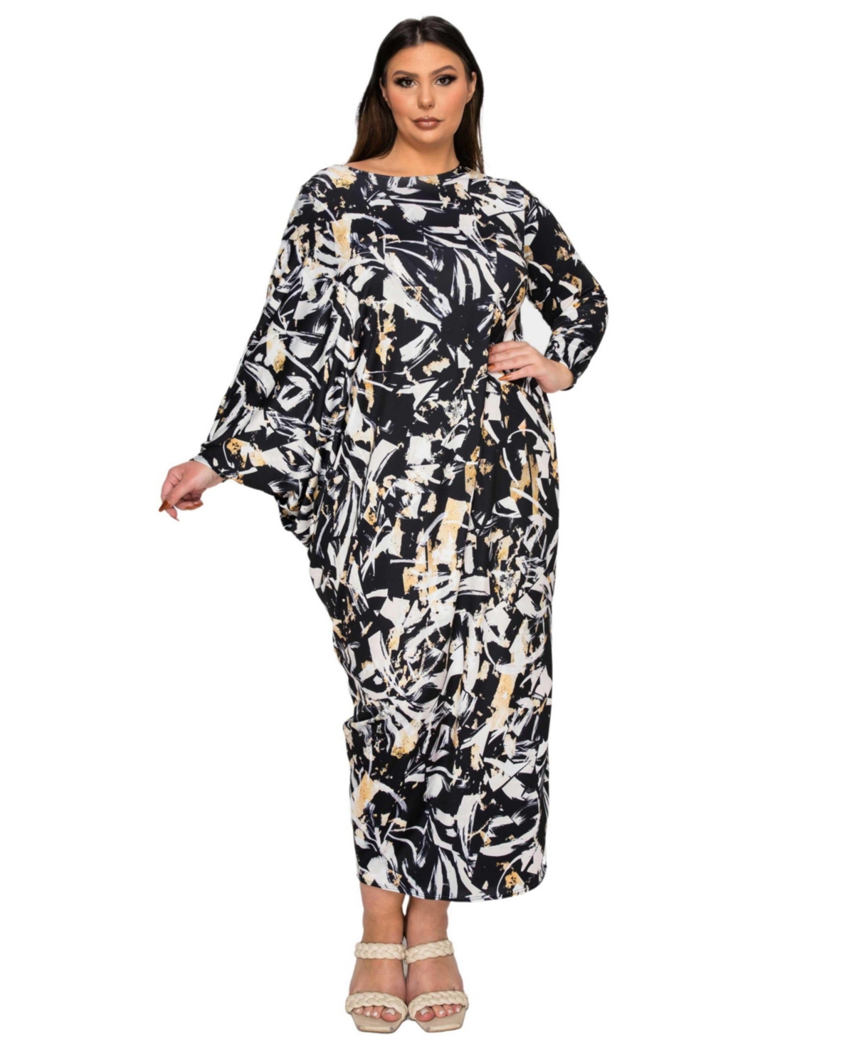 Plus Size Asher Asymmetrical Dress - Black taupe