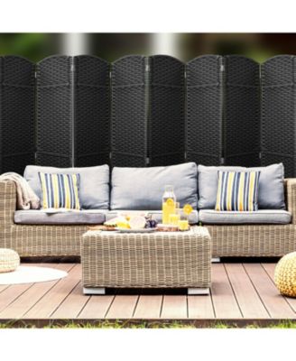 8 Panel Room Divider Panel, 6 ft. Tall Extra Wide Double Hinged Panels - Folding Privacy Screens - Gray Line