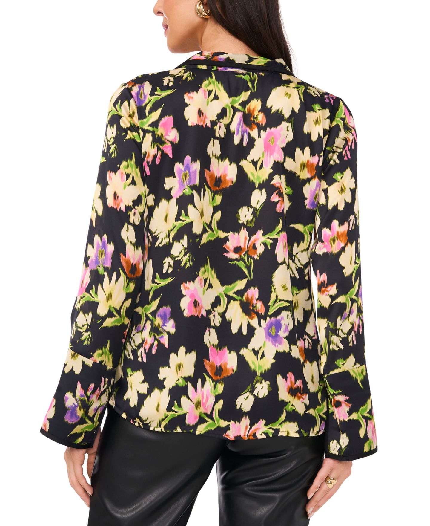 Женская блузка Vince Camuto Floral-Print, цвет: Насыщенный чёрный — фото 3