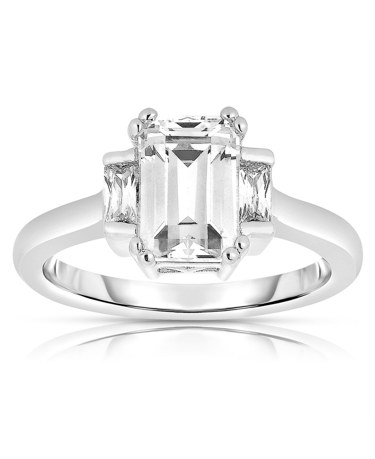 Sterling Silver Cubic Zirconia Square Asscher Ring - Rose
