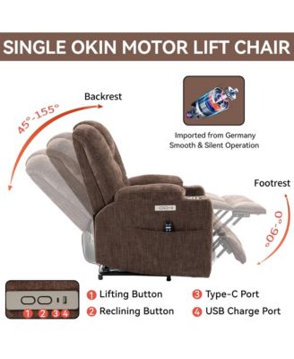 Large Power Lift Chair Recliner with Massage and Heat for Elderly