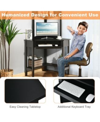 Corner Computer Desk with Hutch and Storage Shelves