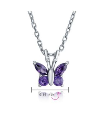 Mini Petite Tiny Clear Cubic Zirconia CZ Garden Insect Butterfly Pendant Necklace Rose Gold Plated .925 Sterling Silver