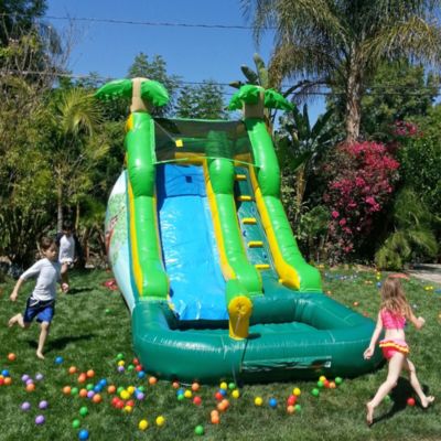 HeroKiddo 12  Safari Commercial Grade Water Slide with Pool for Kids and Adults (with Blower), Water Cannon, Wet Dry Use, Outdoor Indoor, Big Inflatable, Birthday Party, Rental Quality