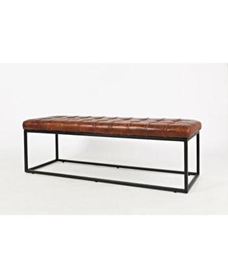 Global Archive 55" Genuine Distressed Leather Ottoman Bench