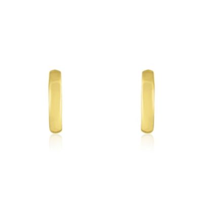 Gold Huggie Hoop Earrings 14K Yellow Gold 13 x 2 millimeters