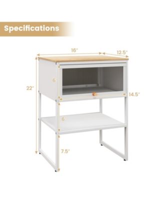 Nightstand with Flip up Door Storage Shelf