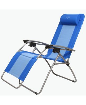 Outdoor Folding Reclining Zero Gravity Chair w/ Headrest Pillow, Blue