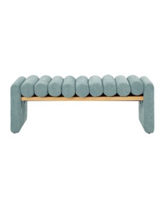 Modern Bench with Solid Wood and Removable Round Bolster Cushions