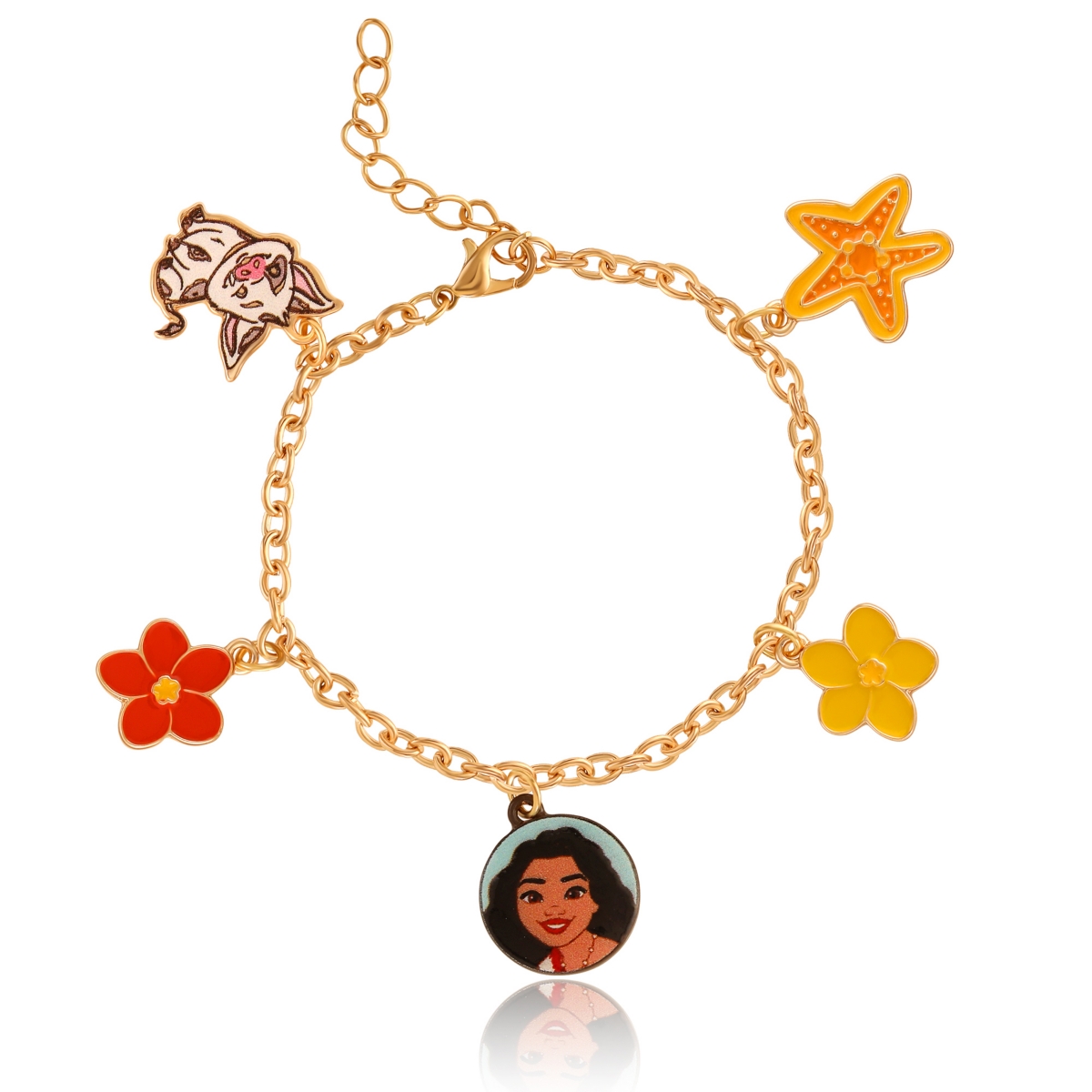 Moana Pua Flower Starfish Charm Bracelet - 6.5'' - Orange, yellow