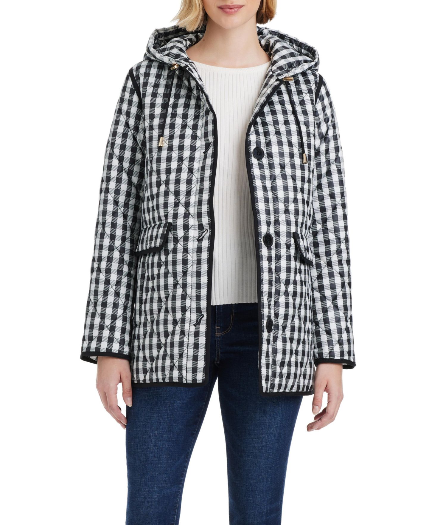 Женская куртка Kate Spade New York Diamond Quilted A-line, цвет: В мелкую клетку — фото 5